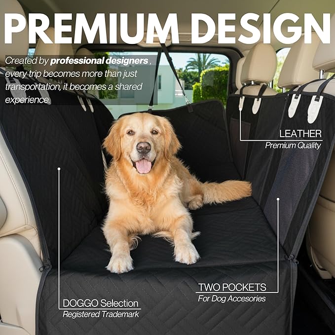 – Back Seat Pet Cover for Dogs, Premium Dog Hammock for Car with Hard Bottom | Universal Car Seat Protector, Waterproof & Washable | Dog Car Seat Cover for Large (Black)