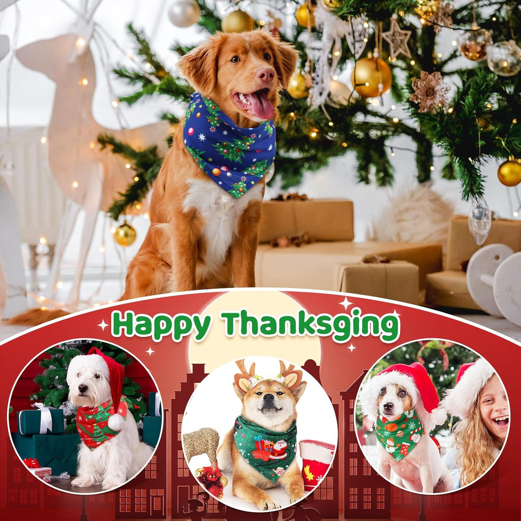 Abbylike 50 Pcs Christmas Dog Bandanas Bulk Xmas Bandanas for Dogs Triangle Kerchief Bibs Scarf Set for Pet Xmas Costume Photo Props Accessories Pet Shops Grooming, 25 Styles (31.5 x 21.7 x 21.7)