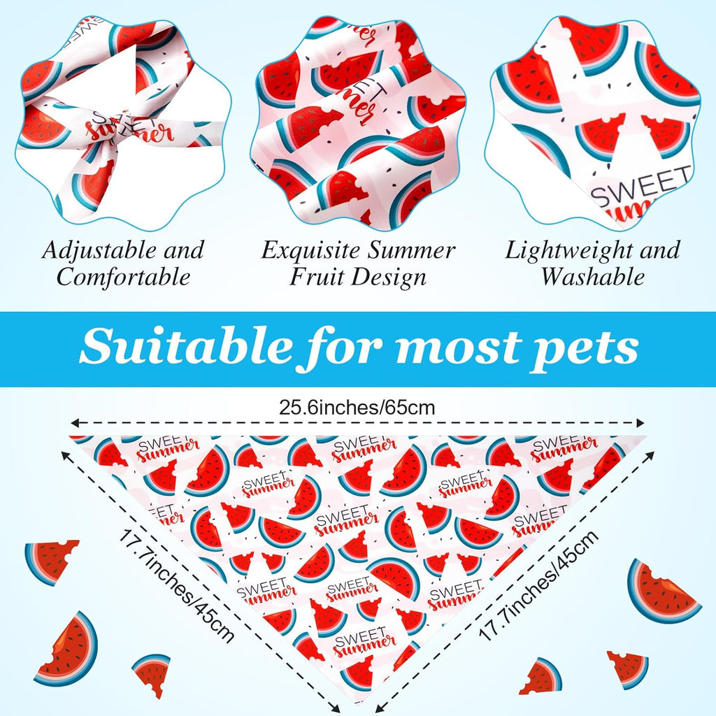 100 Pcs Fruit Dog Bandanas Bulk Summer Bandanas for Dogs Hawaiian Soft Bibs Adjustable Triangle Scarf for Small Medium Large Pet Costume