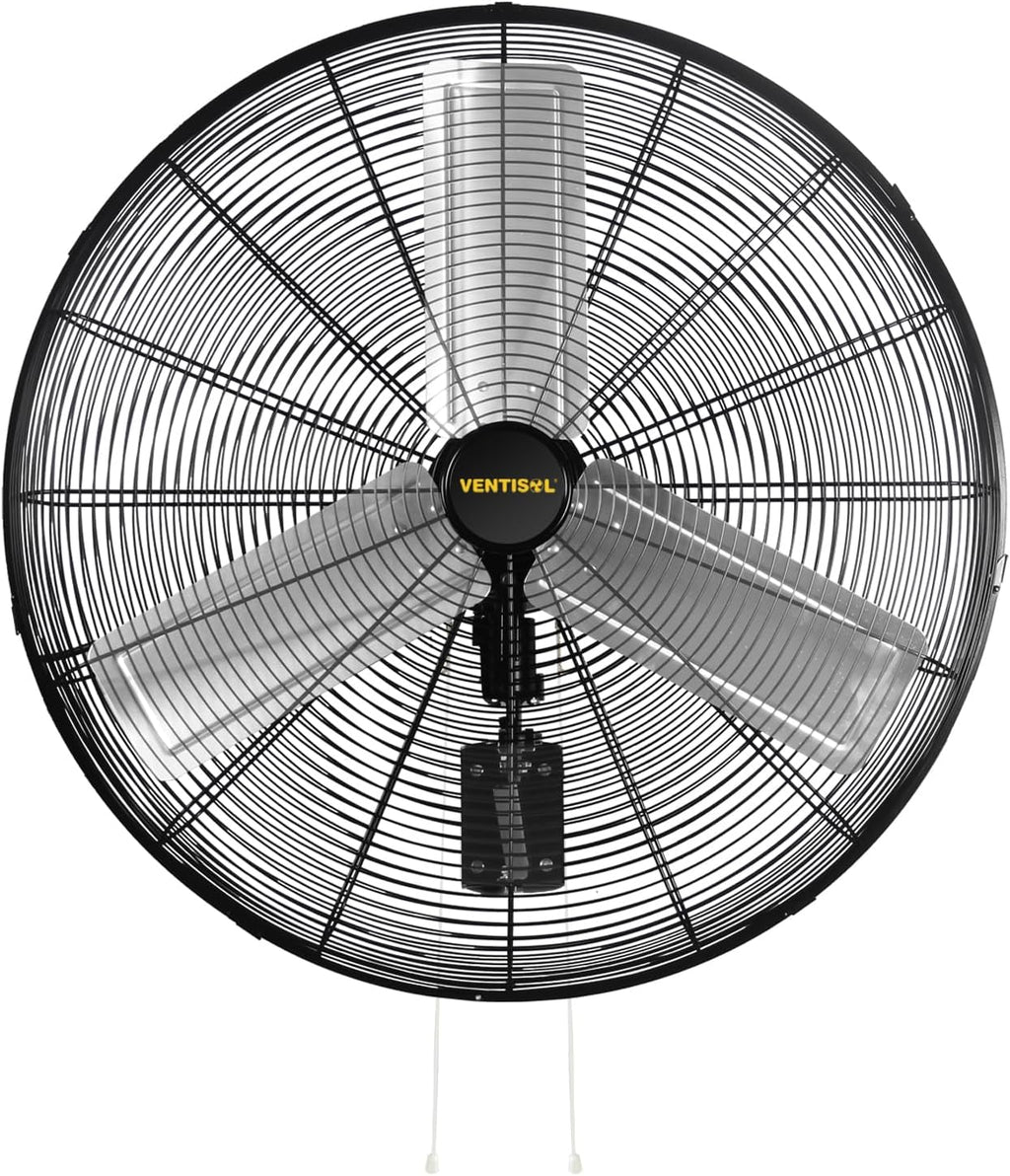 VENTISOL 30 Inch Wall Mount Fan Oscillating, 9500 CFM High Velocity Industrial Fans with 3 Speeds for Garage, Shop, Warehouse, Workshops, Cover Patio, ETL Listed