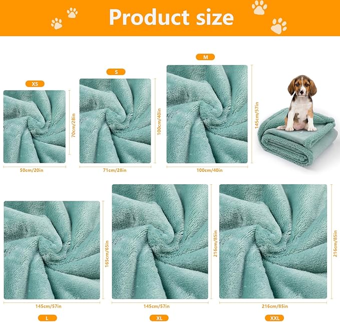 Waterproof Green Dog Blanket Reversible Pet Bed Cover Puppy Throw Blankets Leakproof Sofa Couch Cover Cat Pet Jacquard Blanket for Warm Fluffy Washable Mat-Green,L-65x57in