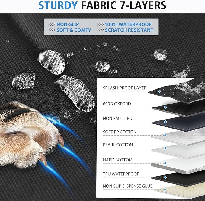 Back Seat Extender for Dogs-Firm Base, Dog Car Seat Cover for Back Seat-Keep Clean, Safe Ride Dog Hammock for Mid-Size Cars, SUVs, Trucks Black(52‘x24.8’)