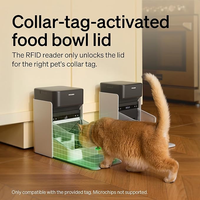 PETLIBRO RFID Automatic Cat Feeder, Collar Sensor-Activated Personalized Meals, Cats Recognition & Diet Tracking for Multi-Pet Homes and Different Diets, 5G&2.4G Wi-Fi Programmable Cat Food Dispenser