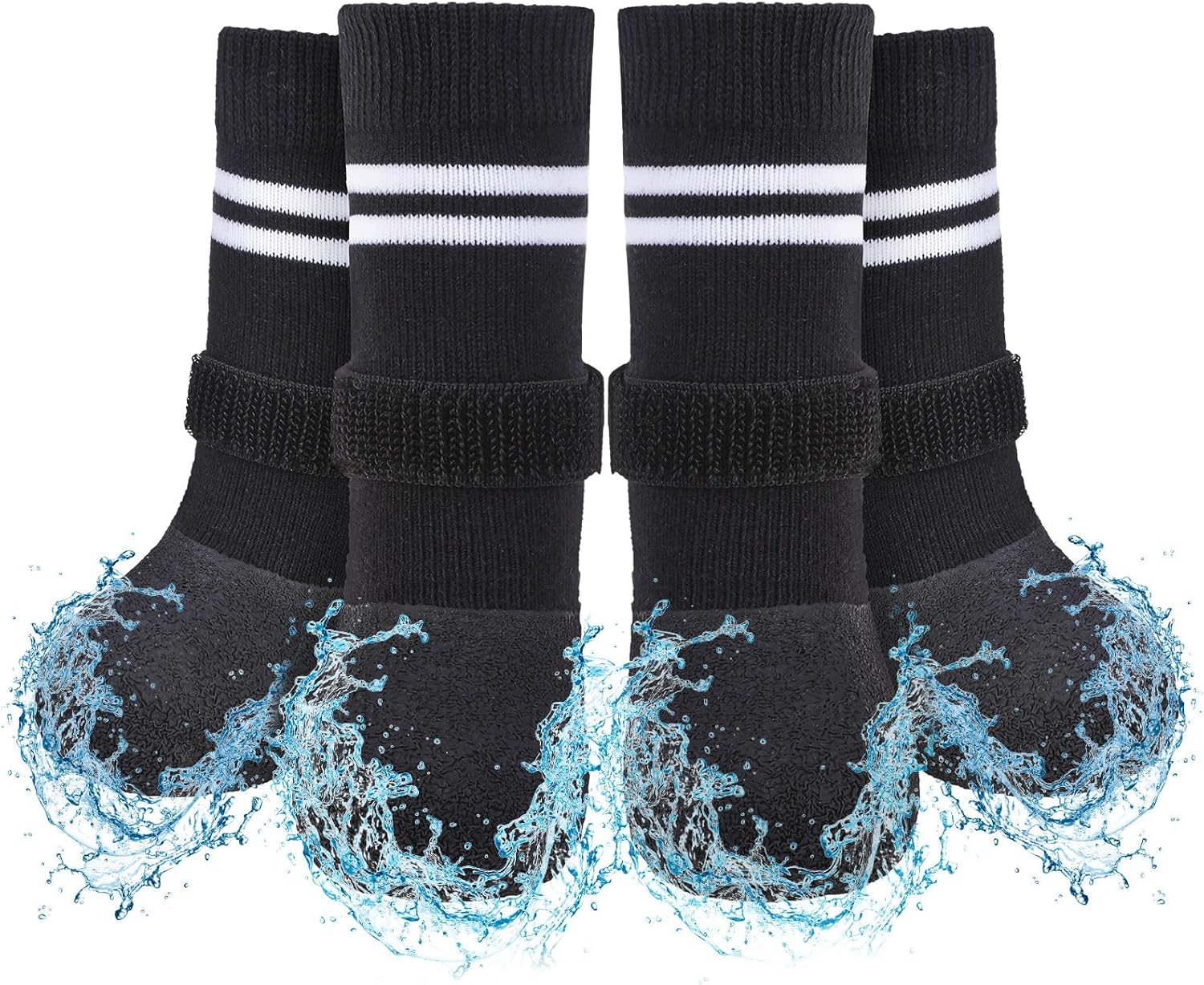 SCENEREAL Anti Slip Dog Boots & Paw Protectors for Hardwood Floor, Extended Dog Socks to Prevent Licking Paws, Waterproof Pet Snow Rain Shoe for Winter Small Puppy Senior Dogs, Black S