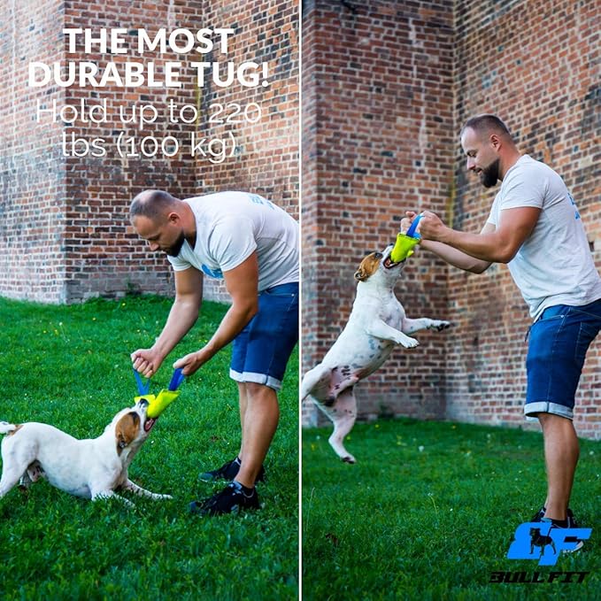 Dog Bite Tug Toy with 2 Strong Handles (2-Pack) - Tough, Durable Fire Hose Dog Tugs for Medium to Large Dogs - Ideal for Tug of War, Fetch, Puppy Training & Fun Interactive Play - Handmade Pull Toys