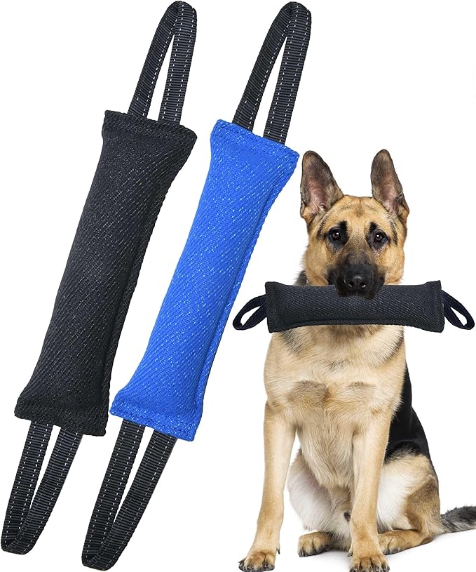 Clysoru Dog Tug Toy Double Pack Tough Jute Bite Pillow Training Equipment Puppy to Large Dogs Interactive