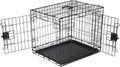 Amazon Basics Durable,Foldable Metal Wire Dog Crate with Tray, Double Door, 30 x 19 x 21 in, Black