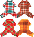 PET SHOW 4 Pack Small Dog Pajamas Holiday Dog Clothes Doggies Soft Stretchy PJs Plaid Jumpsuit Puppy Cats Girl Boy Fall Onesies Christmas Outfits with Sleeve Pets Dachshund Costume(XS, Plaid)