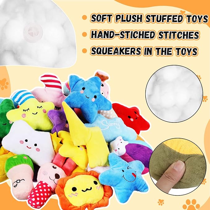 Hungdao 80 Pcs Christmas Dog Toys Squeaky Dog Gifts Bulk for Medium Small Puppy Stuffed Plush Chew Toys Small Pet with Squeakers for Puppies Teething(Novel Style)