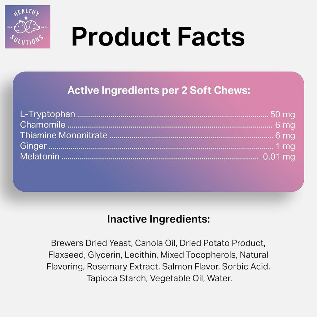 Calming Chews for Cats - Cat Calming Treats for Anxiety, Stress Relief Aid, Storms, Grooming, Fireworks, Separation, Travel, & Motion Sickness - Made in USA (60 Soft Chews- Cat)