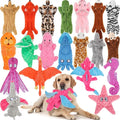 Outus 20 Pcs No Stuffing Dog Squeaky Toys Bulk for Aggressive Chewers, Crinkle Teething Chew Plush Toys for Small Medium Large Pet Gift, 20 Styles(Vivid Style)