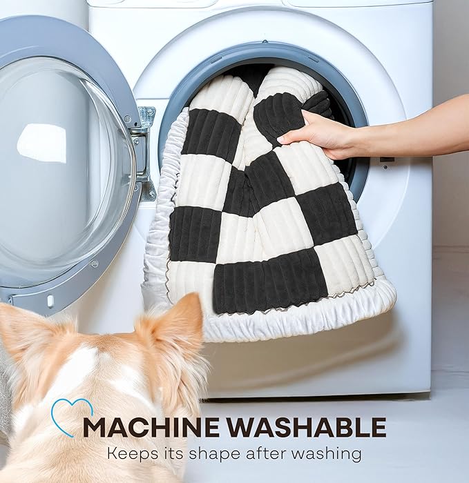 APetsPlanet Dog Bed for Car Back Seat Extender - Non-Slip Backseat Cushion for Dogs - Travel Plush Pet Mat Topper for Cars, Trucks, SUVs - Machine Washable Pad Blanket - Black Plaid, 54" x 24.8"