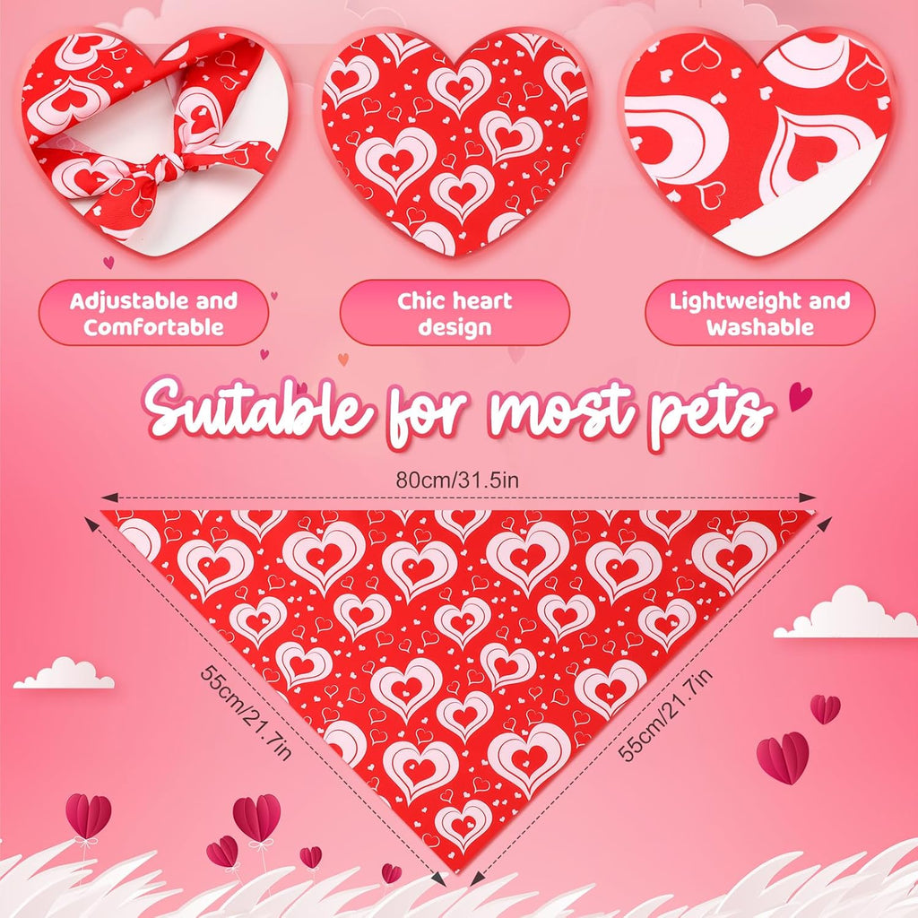 Weewooday 50 Pcs Dog Bandanas Bulk for Dogs Soft Bibs Adjustable Triangle pet Bandana for Small Medium Large Costume(Heart Pattern,31.5 x 21.7 x21.7 Inch)