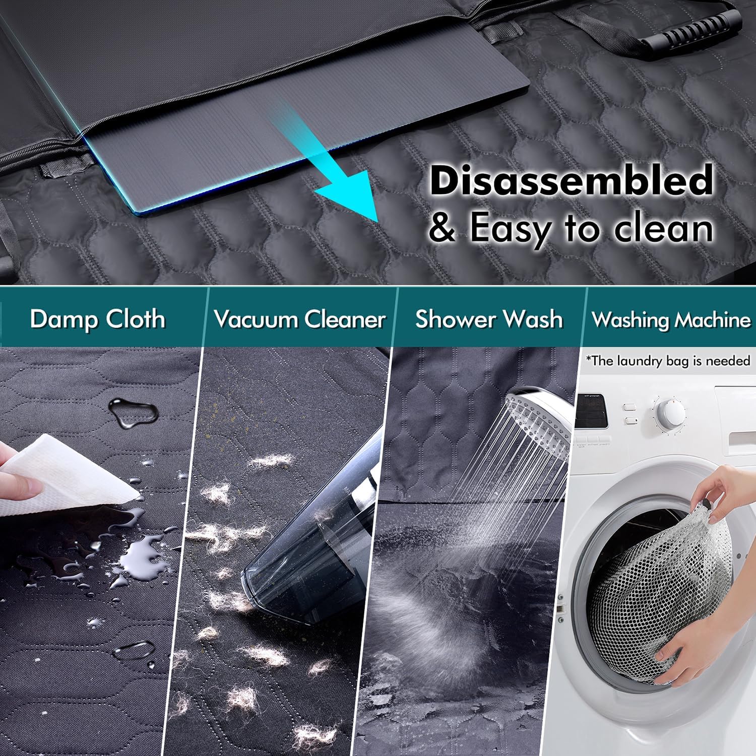 XL Back Seat Extender for Dogs-Supports 400lb,Waterproof Dog Car Seat Cover Hard Bottom-Detachable,600D Heavy Duty Scratch Proof Nonslip Soft,Dog Hammock for Car,SUVs