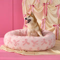 LE SURE Donut Large Dog Bed - Round Cat Beds for Indoor Anti-Anxiety Calming Pet Beds, Washable Cute Modern Beds with Teddy Sherpa Plush & Anti Slip Bottom, 36 Inch, Pink Taffy