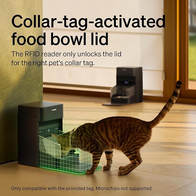 PETLIBRO RFID Automatic Cat Feeders for 3 Cats, Collar Sensor for Personalized Meals, Cats Recognition, Diet Tracking and Anti-Stealing for Multi-Pets Homes and Different Diets, WiFi Food Dispensers