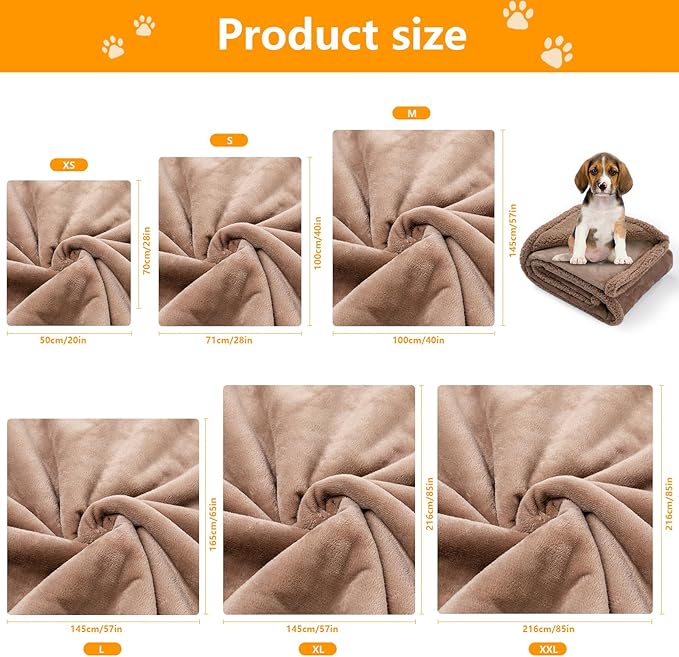 Waterproof Brown Dog Throw Blanket for Pet Couch Puppy Blankets Cover Fluffy Jacquard Fleece Leakproof Blankets Dark Color Sofa Couch Covers Mats Warm Washable-Camel,S