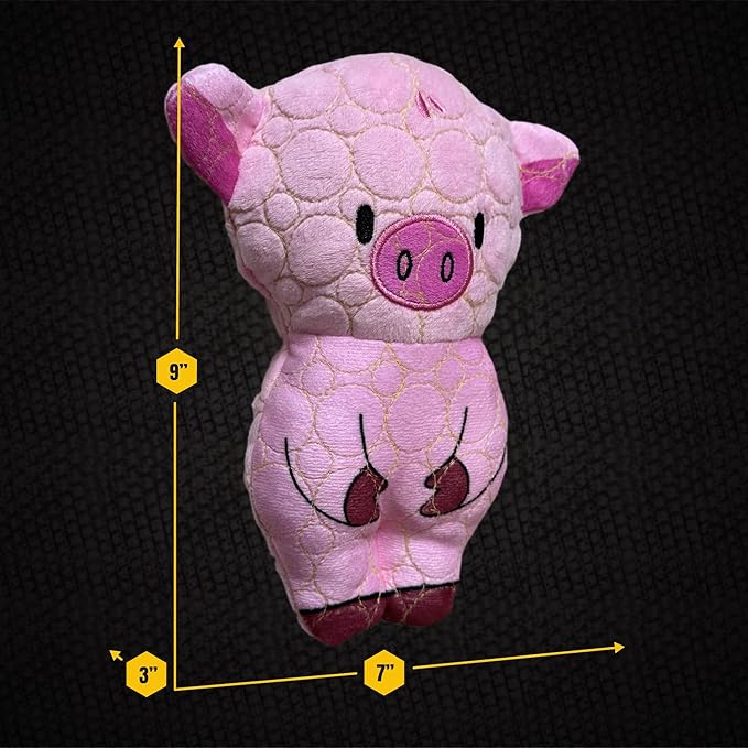 Bite Force -Durable & Strong Dog Toy Peppa Pig with Squeaker, Kevlar-Reinforced for Aggressive Chewers for Small Medium Large Dogs - Pink.