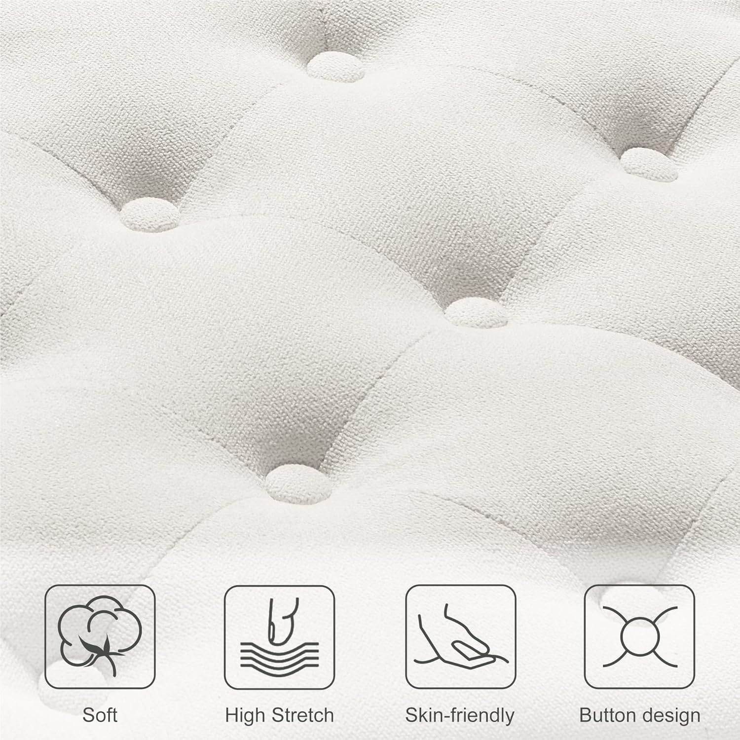 Ottoman with Storage,50.2-inch Upholstered End of Bed Storage Bench for Bedroom,for The Living Room,for Entryway, with Rivets & Button and Safety Hinges,Detachable (White)