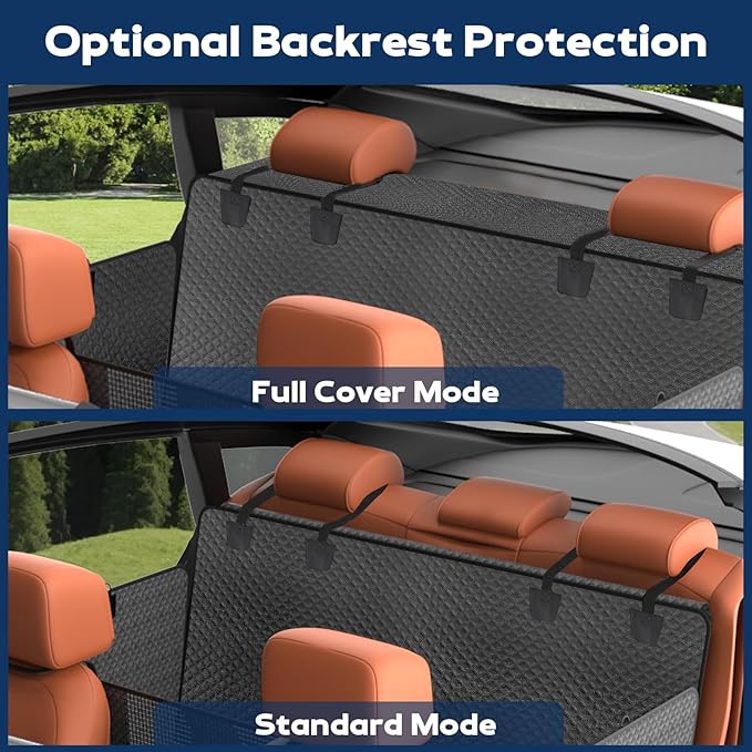Tough Dog Car Seat Cover for Back Seat with Seatback Top Protection, Waterproof Hard Bottom Back Seat Extender for Dogs, Scratch Resistant Heavy Duty Dog Hammock for Car SUV Small Trucks