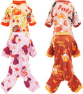 PET SHOW 4 Pack Fall Small Dog Pajamas Thanksgiving Clothes for Medium Dogs Girl Boy Soft Stretchy PJs Autumn Jumpsuit Puppy Onesies Outfits with Sleeve Pets Dachshund Costume L
