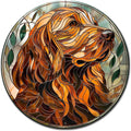 Lygond Metal Sign Tin Sign Circular Stained Glass Dog Outhouse Wall Decor For Pet 8×8 Inches