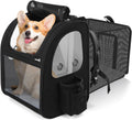 Pecute Pet Carrier Backpack, Large Cat Carrier Backpack, Expandable cat Backpack with Breathable Mesh for Medium Dogs Cats, or 2 Small Pets, Dog Backpack Carrier for Travel Hiking, Black