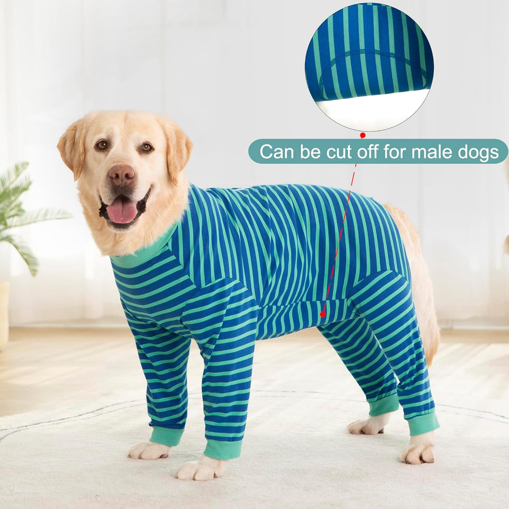 Yeapeeto Dog Onesie Surgery Recovery Suit for Large Medium Bodysuit Dogs Pajamas PJS Full Body for Shedding, Prevent Licking, Wound Protection, Cone Alternative… (Blue Green, 6X-Large (Pack of 1))