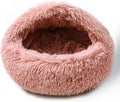 Cat Bed for Indoor Cats, Calming Cozy Cave with Self-Warming Plush, Entire Bed Machine Washable & Anti-Slip Base, Breathable Pet Bed for Small Cats&Dogs All Seasons (Leather Pink, 24 * 24inch)