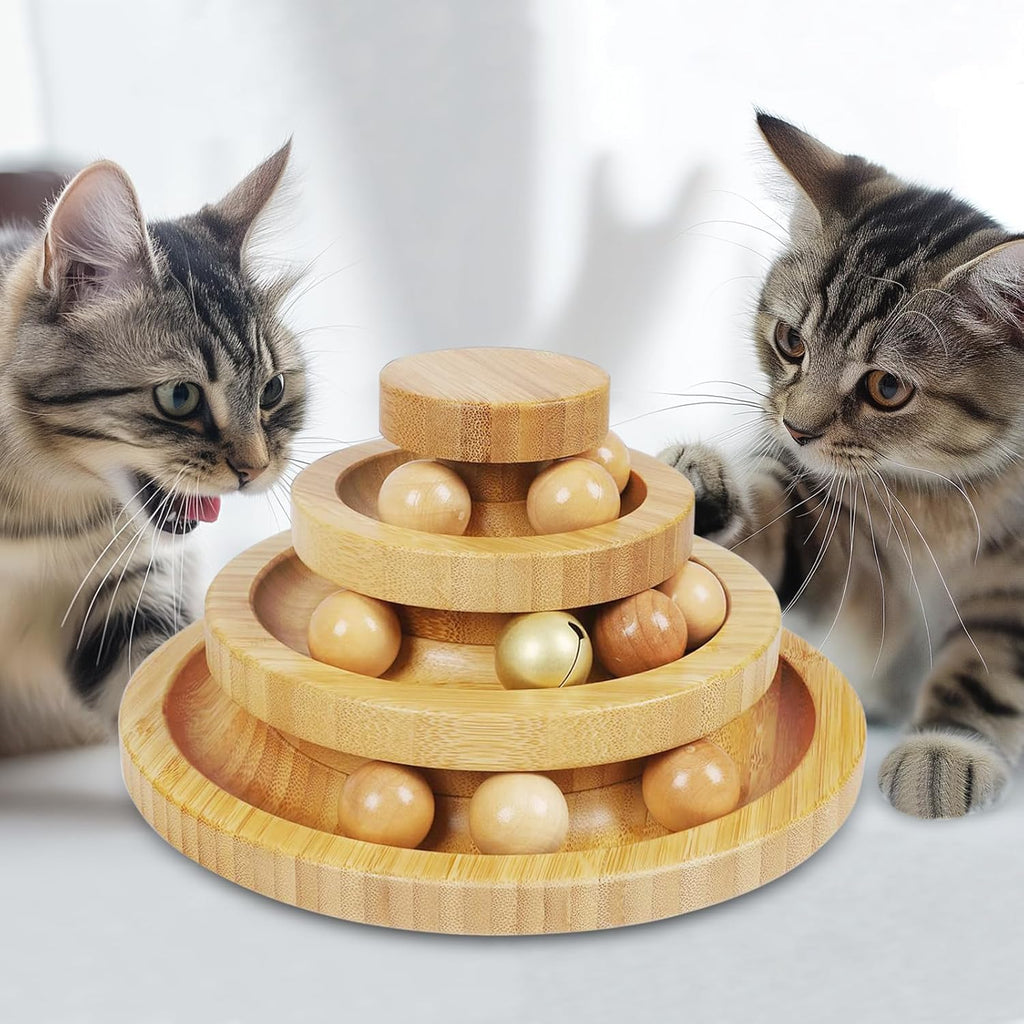 Cat Ball Track - 3-Level Cat Ball Tower with 9 Removable Balls for Interactive Play and Mental, Physical Exercise - Large Size