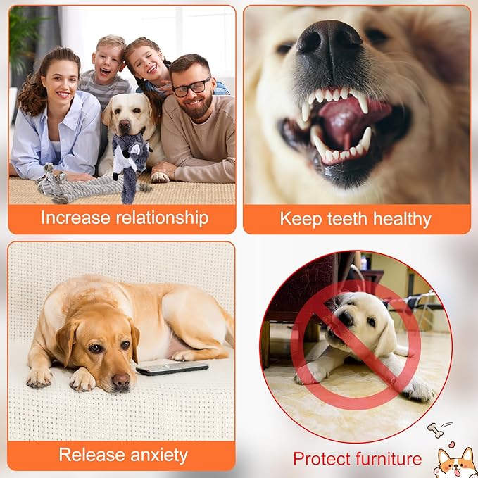 Outus 20 Pcs No Stuffing Dog Squeaky Toys Bulk for Aggressive Chewers, Crinkle Teething Chew Plush Toys for Small Medium Large Pet Gift, 20 Styles(Classic Style)