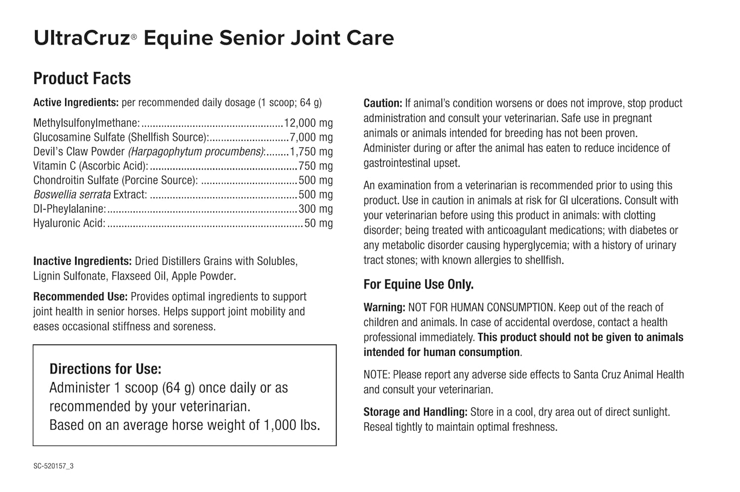 UltraCruz® Equine Senior Joint Care for Horses, 4 lb, pellets