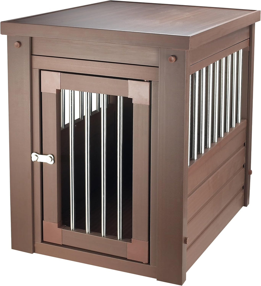 New Age Pet ECOFLEX Dog Crate End Table - Furniture-Style Pet Crate for Crate Trained Dogs - Stainless Steel Tubing & a Latched Closure - 10 Year Manufacturer's Warranty