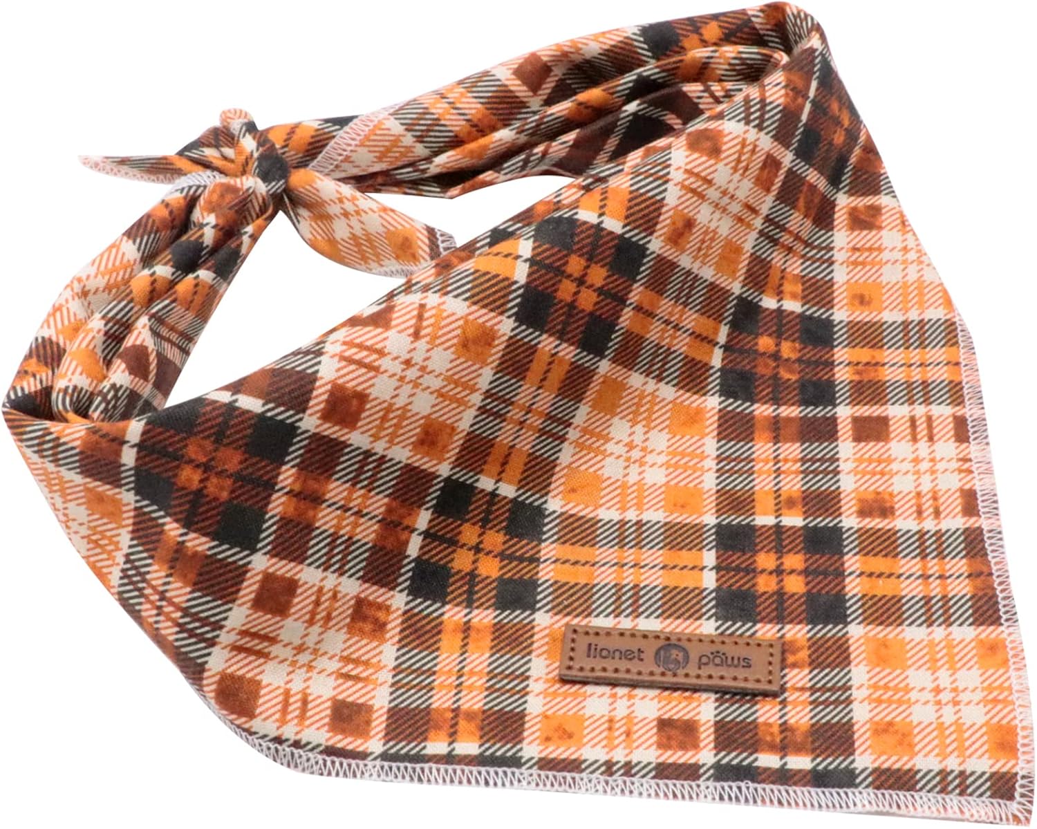 Lionet Plaid Dog Bandana 1PC - Pet Fall Washable Reversible Cotton Scarf, Adjustable Square Kerchief for Small to Large Dogs