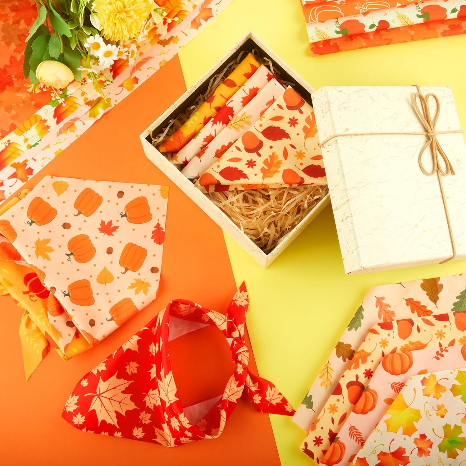 500 Pcs Fall Bandanas for Dogs Autumn Dog Bandanas with Maple Leaves Pumpkin Patterns Soft Bibs Adjustable Triangle Doggie Scarf for Small Medium Large Pet Costume 25.6 x 17.7 x 17.7 Inch