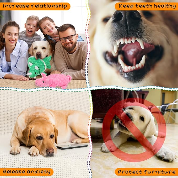 Outus 20 Pcs No Stuffing Dog Squeaky Toys Bulk for Aggressive Chewers, Crinkle Teething Chew Plush Toys for Small Medium Large Pet Gift, 20 Styles(Vivid Style)