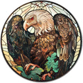 Lygond Metal Sign Tin Sign Circular Stained Glass Vulture Vintage Decor for Patio 8×8 Inches