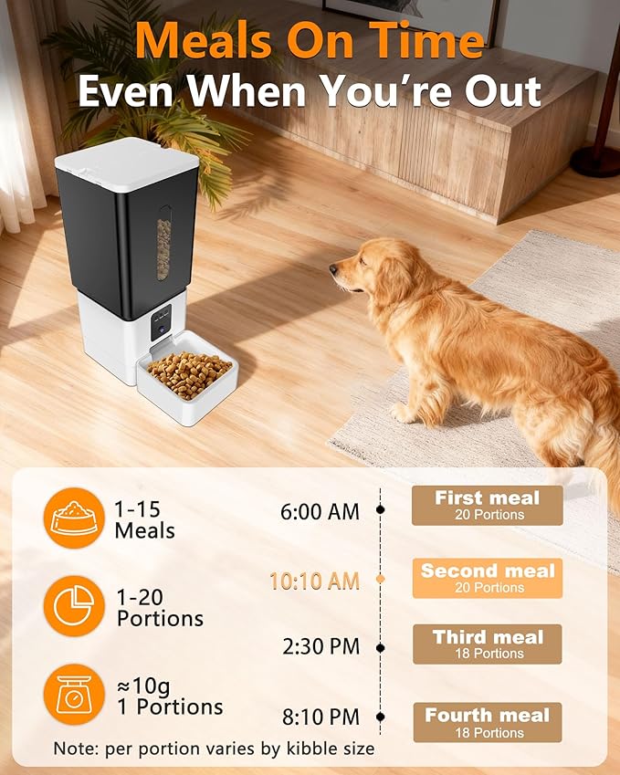 Automatic Dog Feeder Large Breed: 12L/50 Cups with HD 1080P Camera - 5G WiFi Anti-Clog Timed Dog Food Dispenser for Golden Retriever Busy Owners by UTCG