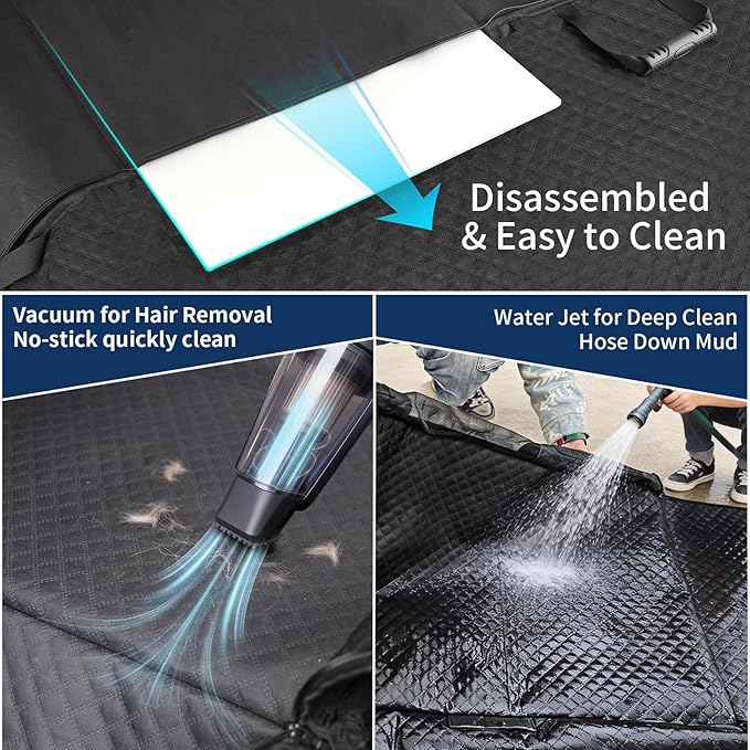 Tough Dog Car Seat Cover for Back Seat with Seatback Top Protection, Waterproof Hard Bottom Back Seat Extender for Dogs, Scratch Resistant Heavy Duty Dog Hammock for Car SUV Small Trucks