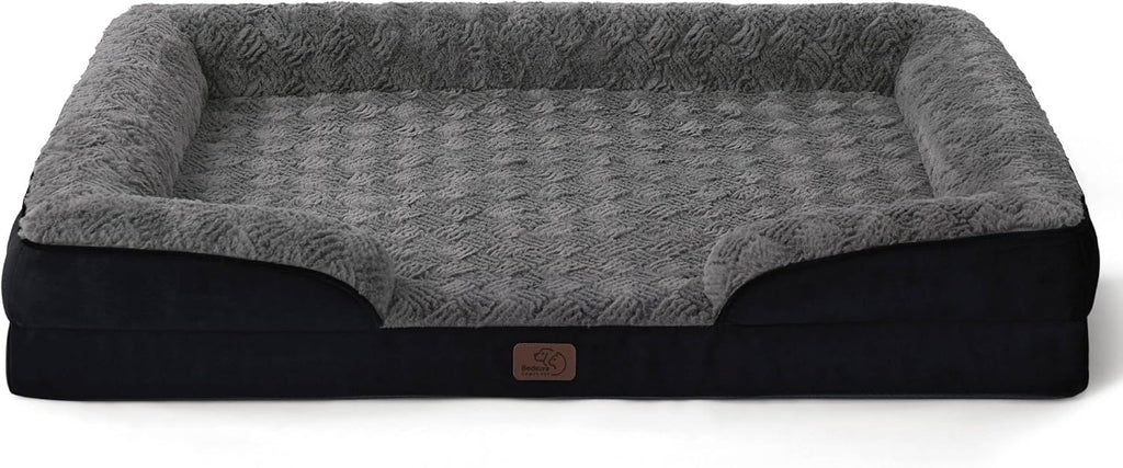 Bedsure XL Orthopedic Dog Bed for Extra Large Dogs - Washable XLarge Dog Cat Bed Waterproof, Comfort Dogs Couch Sofa with Washable Removable Cover, Pet Bed with Nonskid Bottom, Plush-Black, 42"