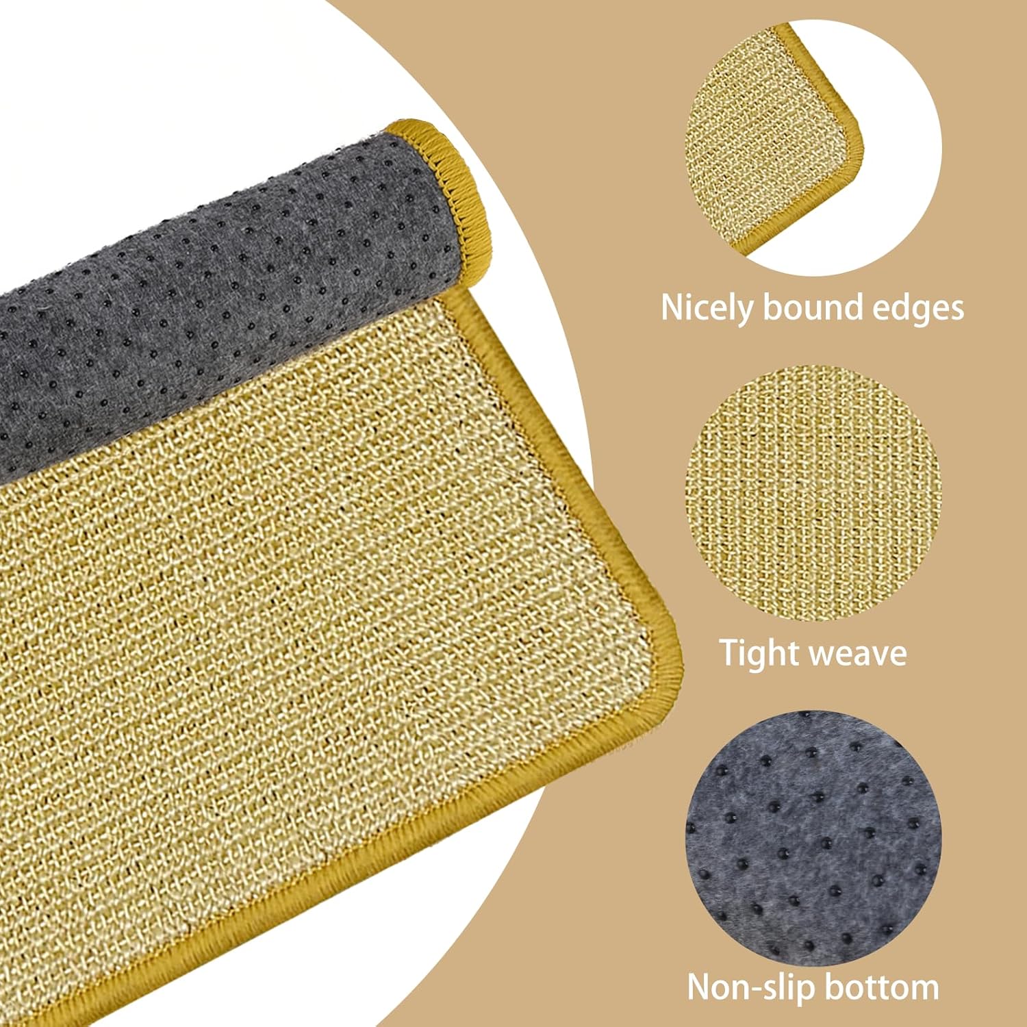 DYAUS Bunny Scratch Pads, Natural Sisal Rabbit Scratching Mats for Claws and Teeth Care, Indoor Bunny Chew Toys Bunny Bed for Biting Sleeping Nesting (3PCS, 16x12in)