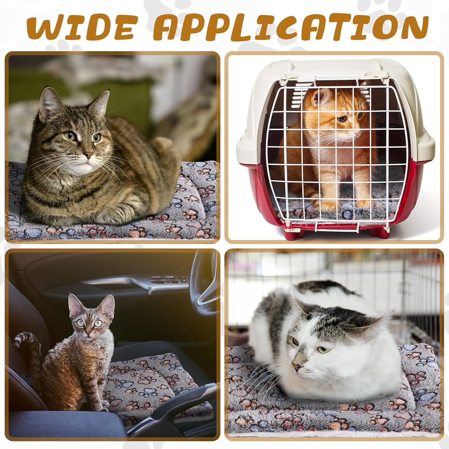 4 Pack Ultra Soft Dog Cat Bed Mat with Cute Prints Reversible Fleece Dog Crate Kennel Pad Cozy Washable Thickened Hamster Guinea Pig Pet Bed Mat for Small Animals(21 x 14 Inches,Gray)