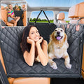 Convertible Back Seat Extender for Dogs, Foldable 400lbs Hard Bottom Dog Car Seat Cover for Back Seat, Waterproof Dog Hammock Bed Backseat Cover for Dogs in Car SUV Truck Pet Seat Cover Black M