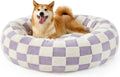 LE SURE Donut Large Dog Bed - Round Cat Beds for Indoor Anti-Anxiety Calming Pet Beds, Washable Cute Modern Beds with Teddy Sherpa Plush & Anti Slip Bottom, 36 Inch, Purple