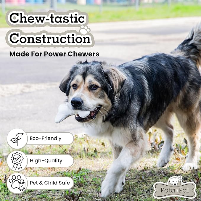 3-Piece Eco-Friendly Durable Squeaky Dog Chew Toy Set - Sarge, T-Bone & Pinky, Assorted Colors (Safe for Pets/Kids)