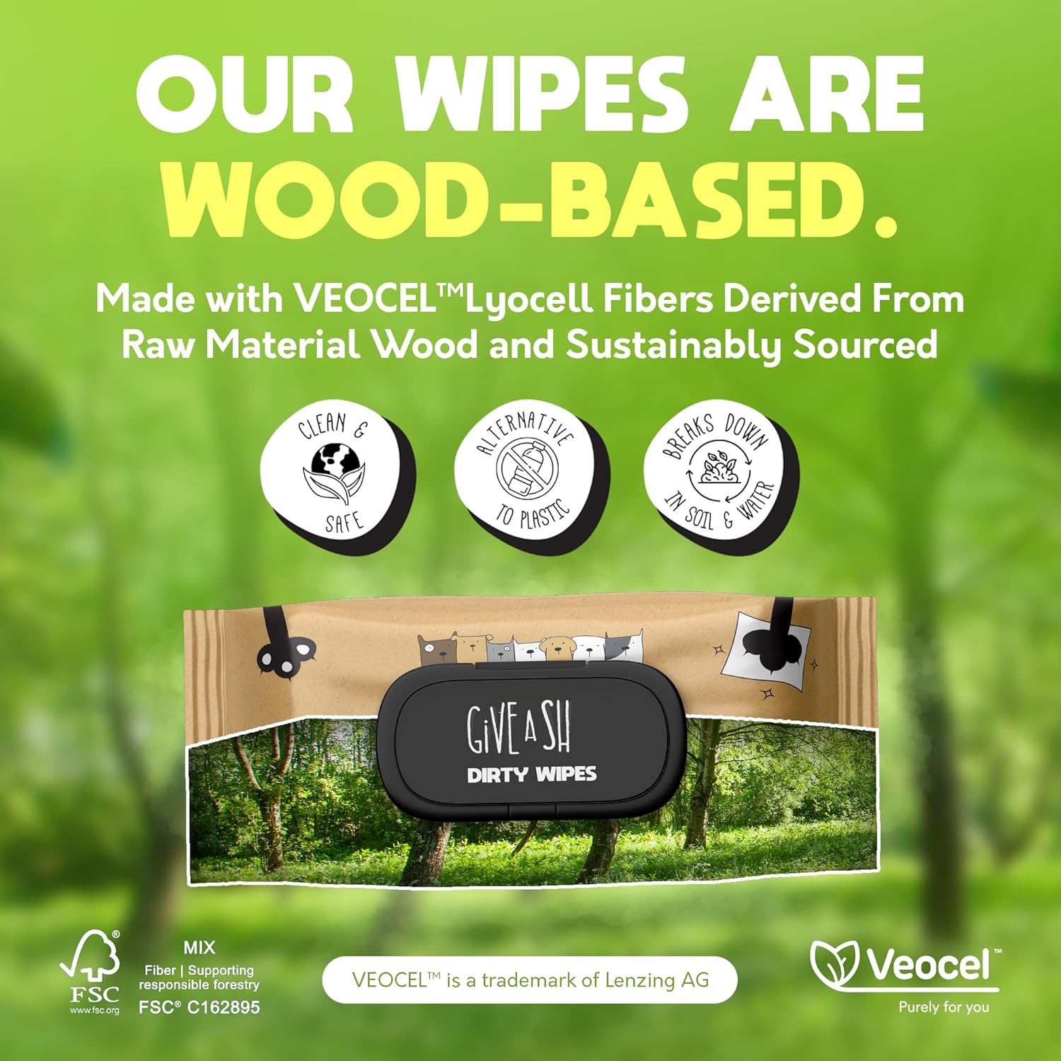 Lick-Safe Pet Wipes for Dogs & Cats - Vet-Approved & Hypoallergenic - Cleans Mud, Odors & Dander - Wipes for Paws, Face & Butt - 10% to Charity - Earth-Friendly & Unscented Cat Cleaning - Pack of 100