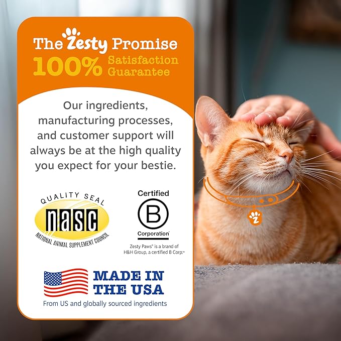 Zesty Paws Hip & Joint Bites for Cats - Glucosamine for Cats - with Chondroitin, Turmeric - Cat Joint Supplement for Hip & Joints - AlaskOmega Fish Oil with Omega-3 Fatty Acids - 60 Count