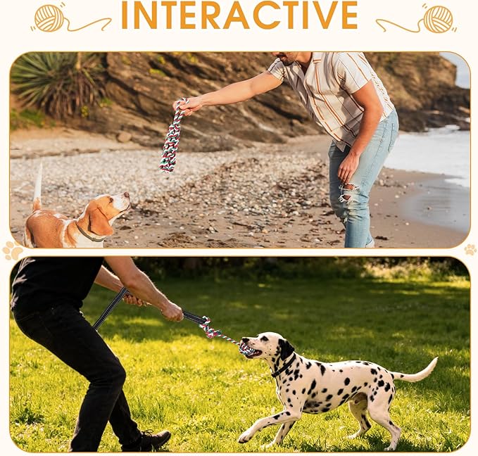 HOPET Bungee Tug Toy for Dogs,Tug of War Dog Toy for Aggressive Chewers to Keep Them Busy,Interactive Dog Rope Toy for Medium/Small Dogs,Can Used On Doors and Trees