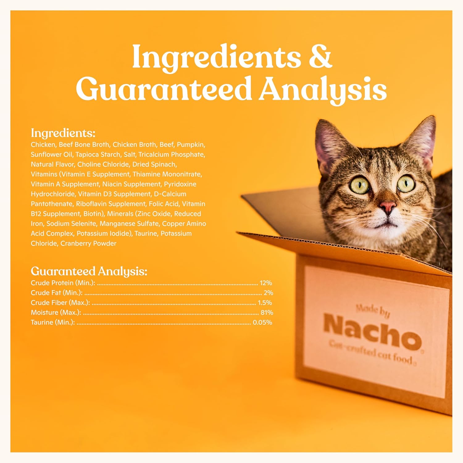 Made by Nacho Flaked Filets Recipe in Bone Broth, Grain-Free Chef's Selects Wet Food for Cats Balanced Diet in Naturally Hydrating Pumpkin-Infused Broth (3.0 oz (Pack of 12), Chicken & Beef)