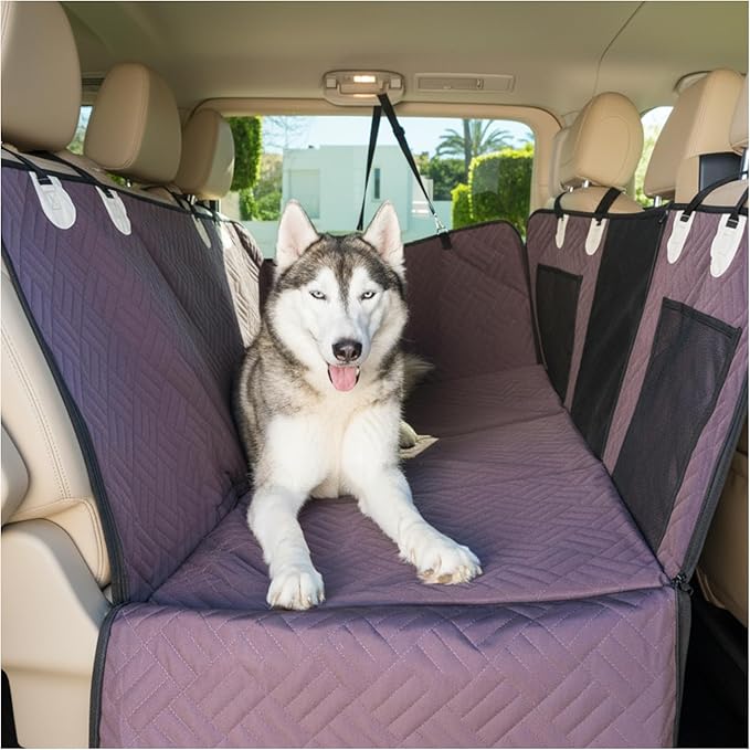 – Back Seat Pet Cover for Dogs, Premium Dog Hammock for Car with Hard Bottom | Universal Car Seat Protector, Waterproof & Washable | Dog Car Seat Cover for Large (Brown)